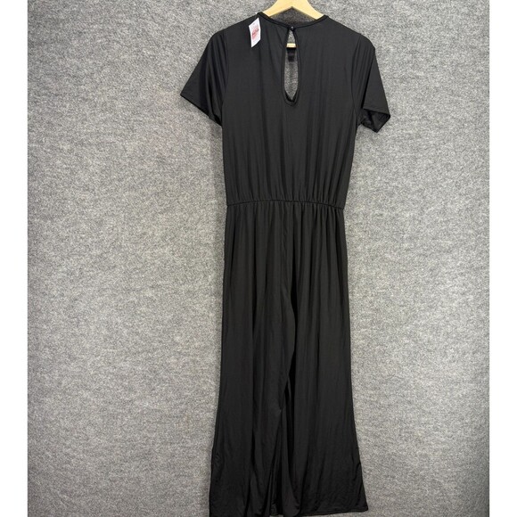 New Jenny Boston Jumpsuit Women S Small Black V-Neck Short Sleeve Hoook & Eye - Picture 2 of 8